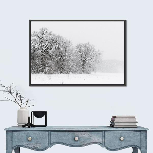 Minimalist Snowy Trees Canvas Wall Art