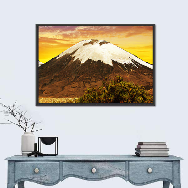 Volcano Parinacota At Sunset In Chile Canvas Wall Art
