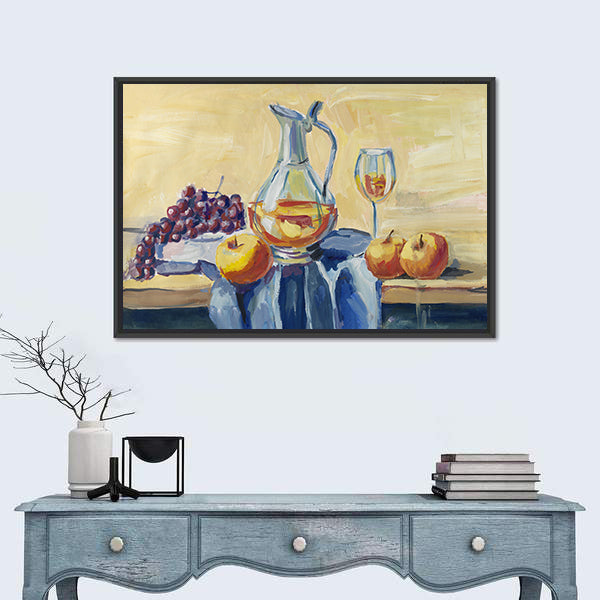 Classical Still Life with Pitcher and Fruit Canvas Wall Art