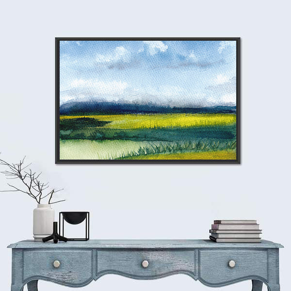 Hand-drawn Fields Watercolor Canvas Wall Art