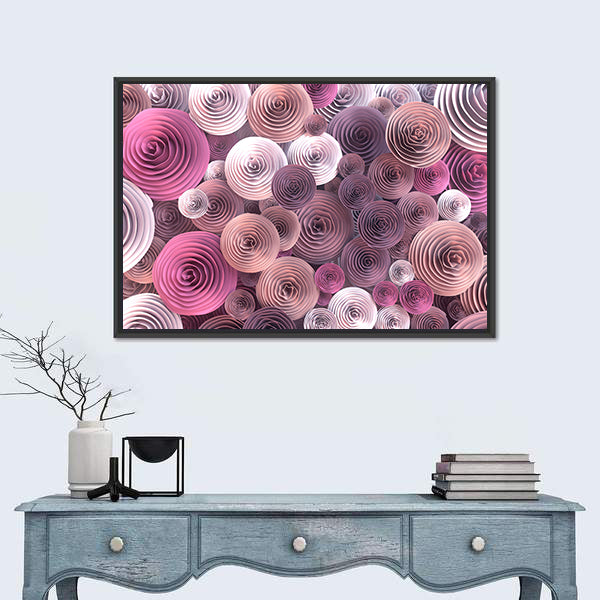 Quilled Paper Roses Abstract Canvas Wall Art