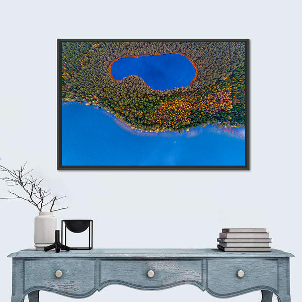 Two Lakes In Lithuanian Forest Canvas Wall Art