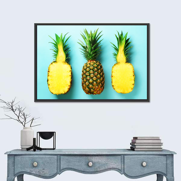 Three Pineapples in a Row Canvas Wall Art