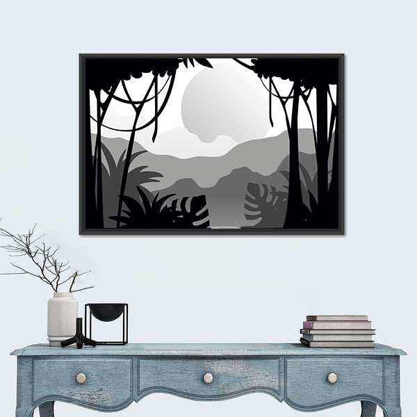 Tropical Forest Silhouette Canvas Wall Art