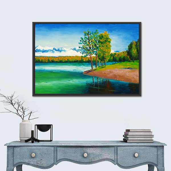Peaceful Mountain Lake Canvas Wall Art