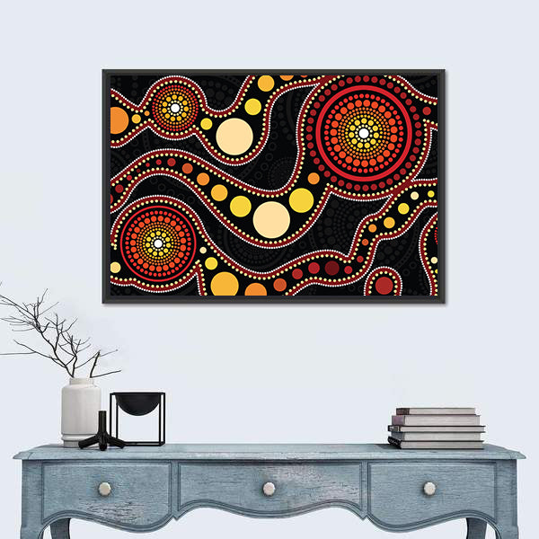 Connection Concept Aboriginal Dot Painting Canvas Wall Art