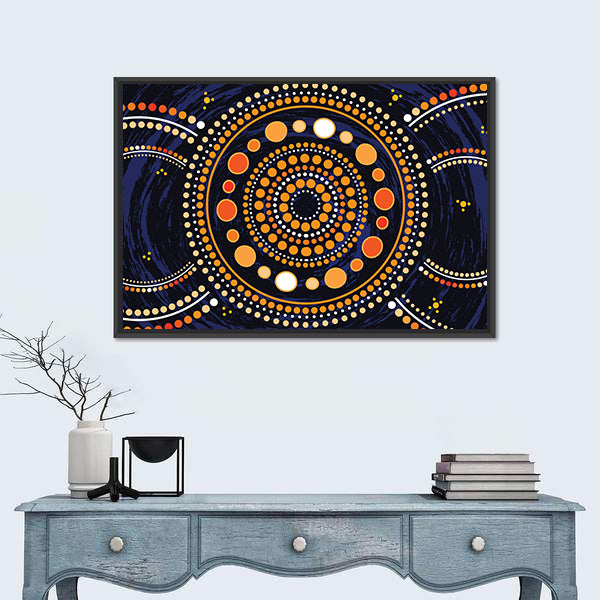 Blue Mandala Dot Illustration Canvas Wall Art