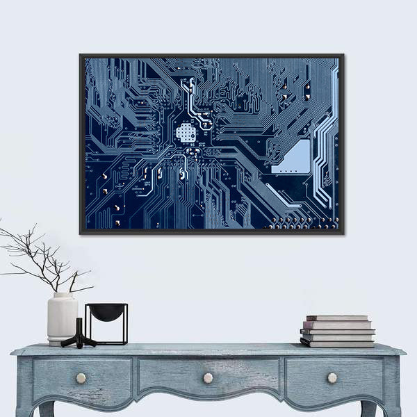 Blue Circuit Board Canvas Wall Art