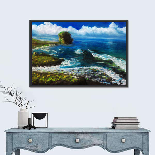 Coastal Landscape with Sea Stack Canvas Wall Art