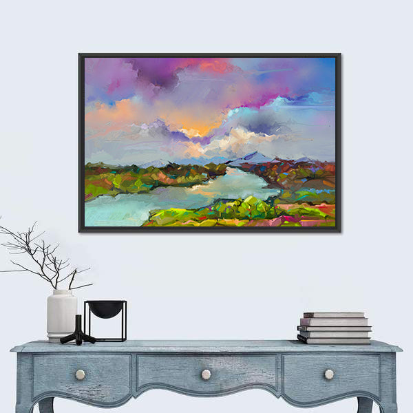 Semi-abstract River Landscape Canvas Wall Art
