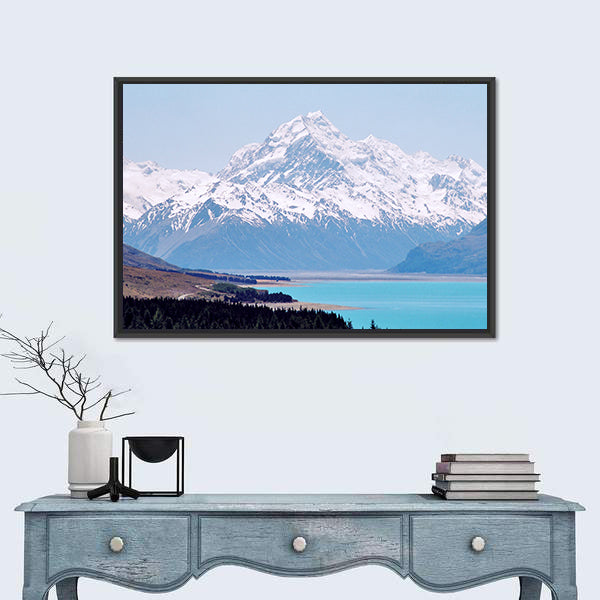 Mount Cook Over Turquoise Lake Pukaki Canvas Wall Art