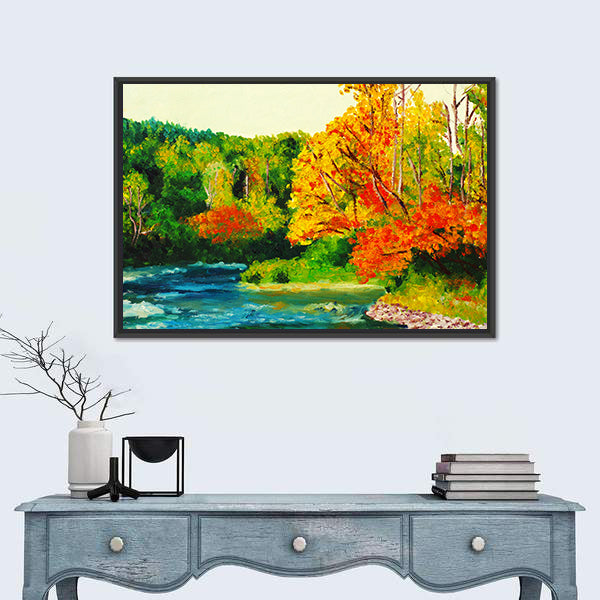 Maple River in Autumn Canvas Wall Art