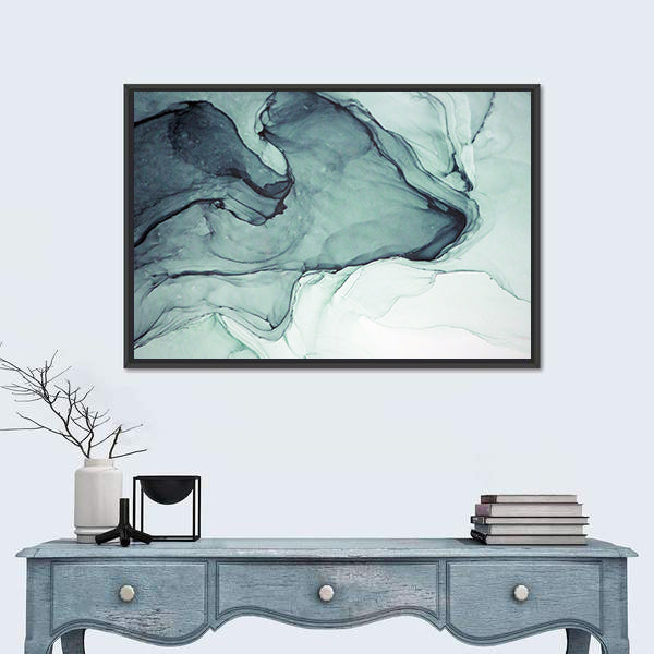 Teal Alcohol Ink Abstract Canvas Wall Art