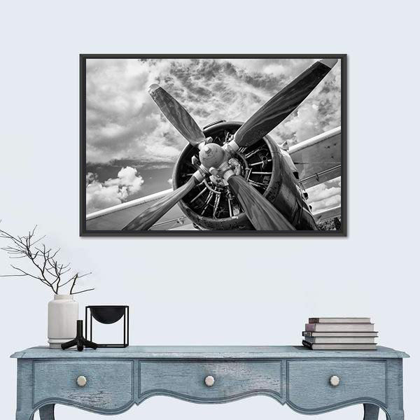Vintage Airplane Propeller Close-up Canvas Wall Art