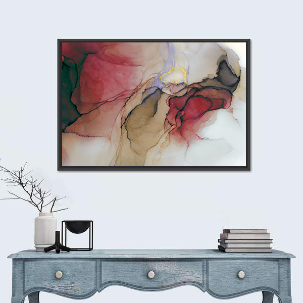 Alcohol Ink Abstract with Gold Accents Canvas Wall Art