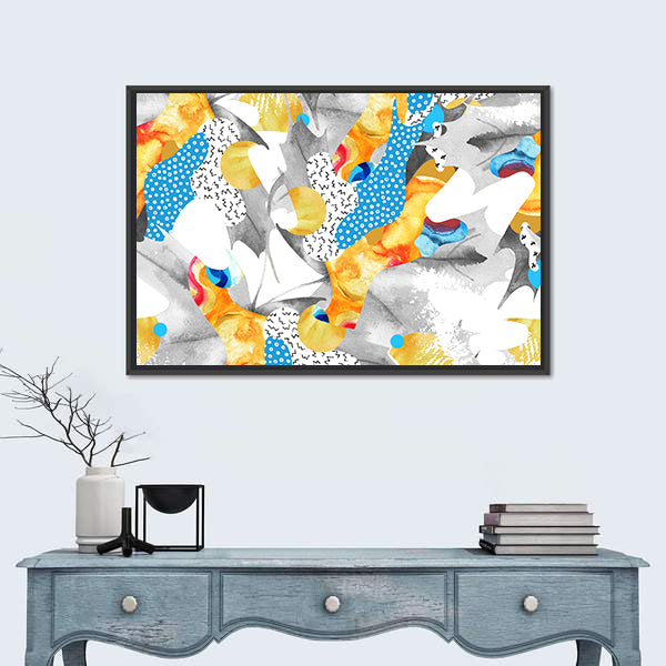 Watercolor Fluid Shapes with Polka Dots Canvas Wall Art