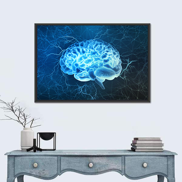 Human Brain Electrical Activity Canvas Wall Art