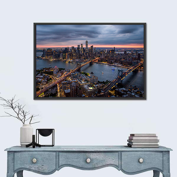 New York City at Night Canvas Wall Art