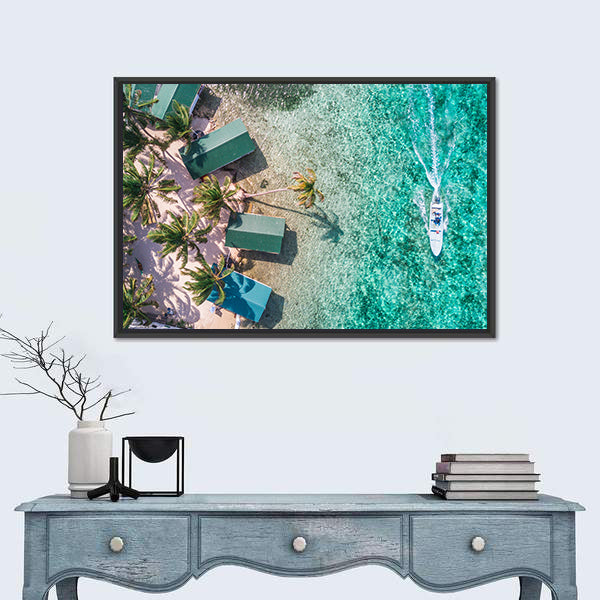 Aerial View of Tropical Island Coast Canvas Wall Art