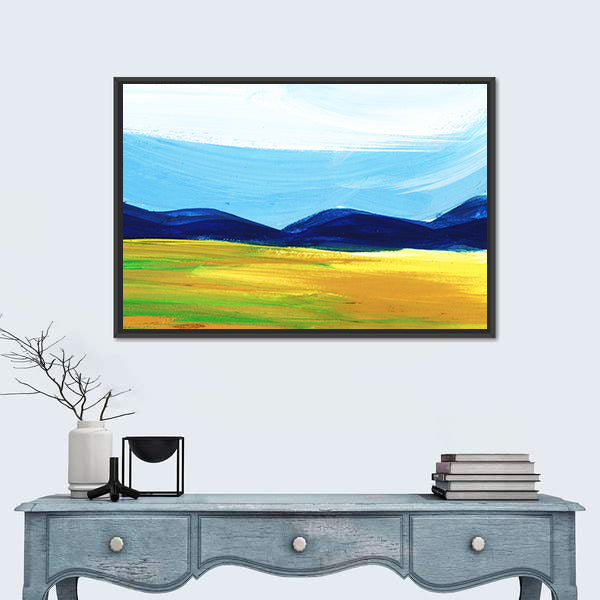 Scenic Mountains Field Artwork Canvas Wall Art