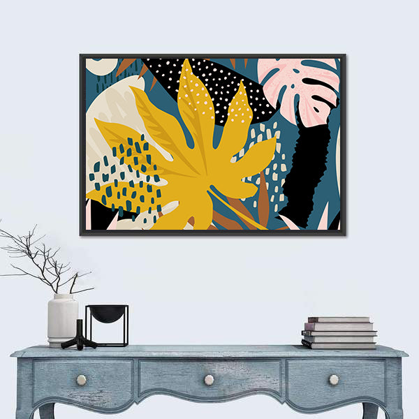Abstract Tropical Leaves Pattern Canvas Wall Art