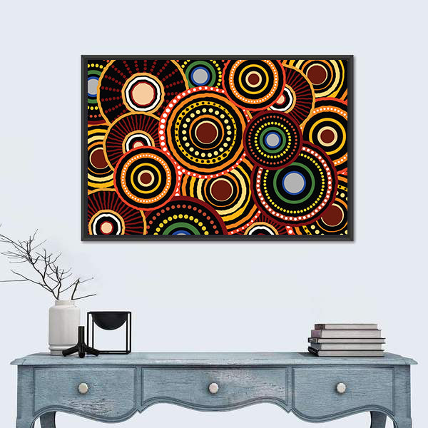 Concentric Dotted Circle Pattern Canvas Wall Art