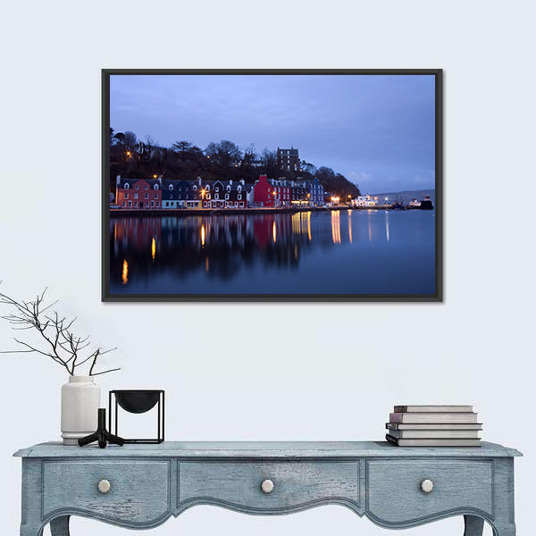 Tobermory Harbor Reflections at Twilight Canvas Wall Art