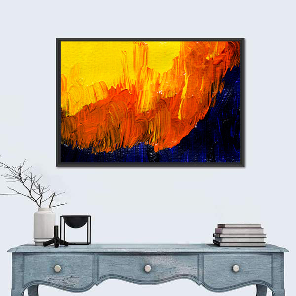 Bold Impasto Brushstrokes in Warm and Cool Hues Canvas Wall Art