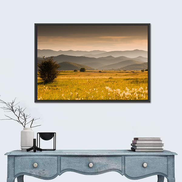 Golden Meadow and Rolling Hills Canvas Wall Art