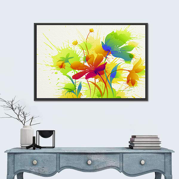 Colorful Abstract Floral Burst Canvas Wall Art