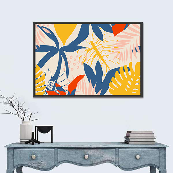 Summer Tropical Leaf Pattern Canvas Wall Art