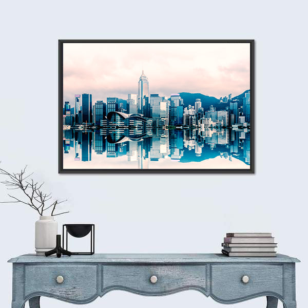 Hong Kong Cityscape At Victoria Harbour Canvas Wall Art