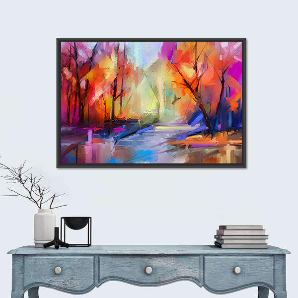 Autumn Forest Path Abstract Canvas Wall Art