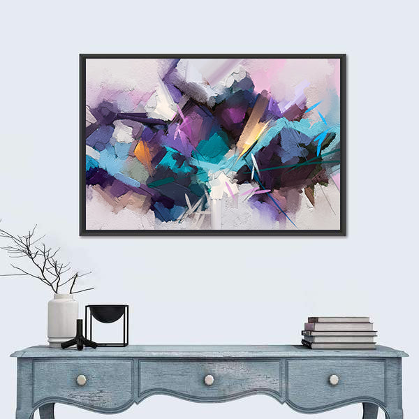 Textured Purple Geometric Abstract Canvas Wall Art
