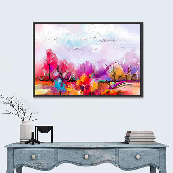 Oil-painted Abstract Trees Canvas Wall Art