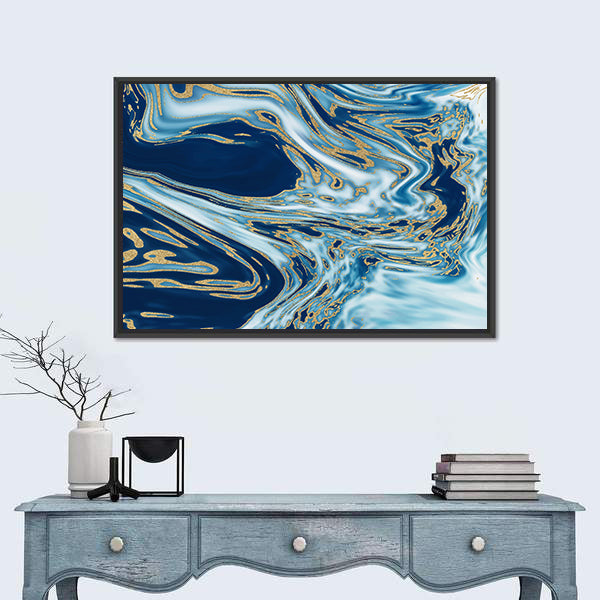Liquid Marble with Gold Veins Canvas Wall Art