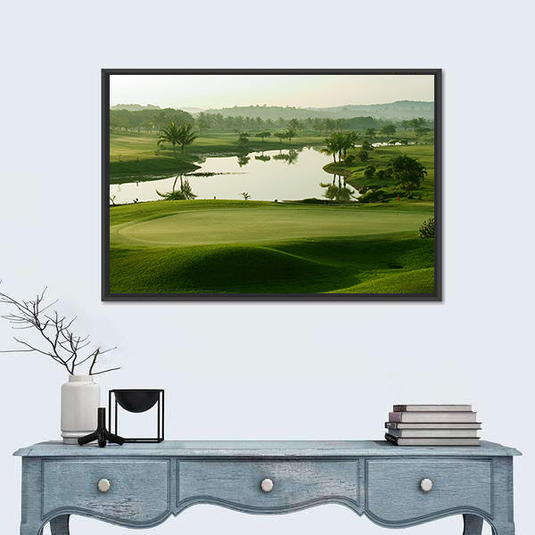 Sunrise Golf Course with Lake Canvas Wall Art