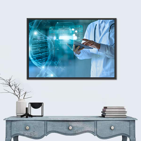 Medical Technology Concept with Doctor and Holographic Display Canvas Wall Art