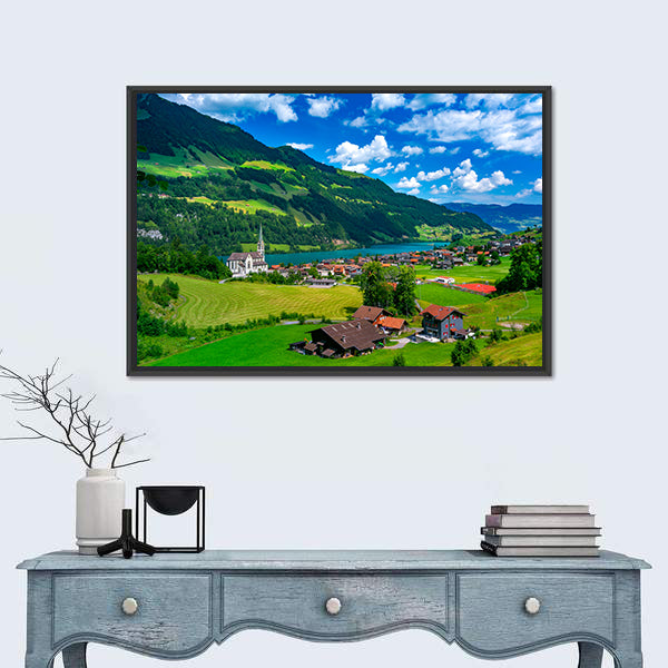 Swiss Village Lungern In Switzerland Canvas Wall Art