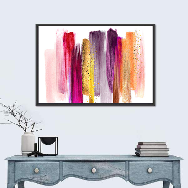 Watercolor Brush Strokes with Gold Highlights Canvas Wall Art