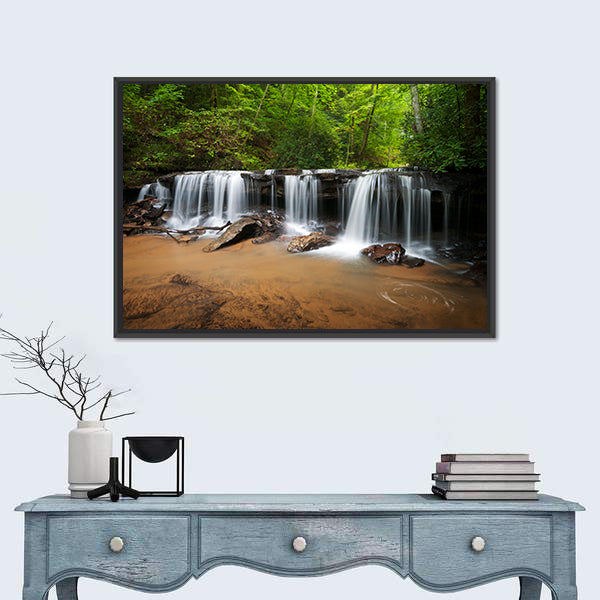 Peaceful Forest Waterfalls Canvas Wall Art