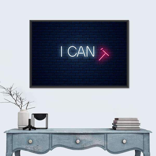 Motivation Quote With Falling T Letter Canvas Wall Art