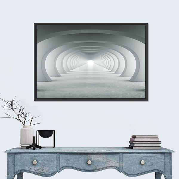 3d White Arch Tunnel Canvas Wall Art