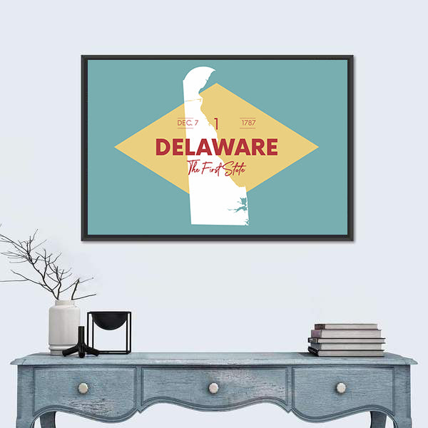 Vintage Delaware Map Canvas Wall Art