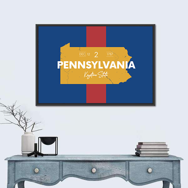 Pennsylvania Typographic Map Canvas Wall Art