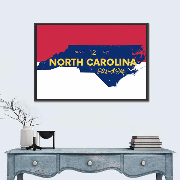 North Carolina State Map Canvas Wall Art