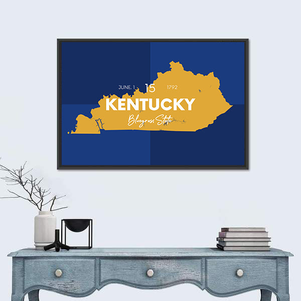 Kentucky State Map Canvas Wall Art