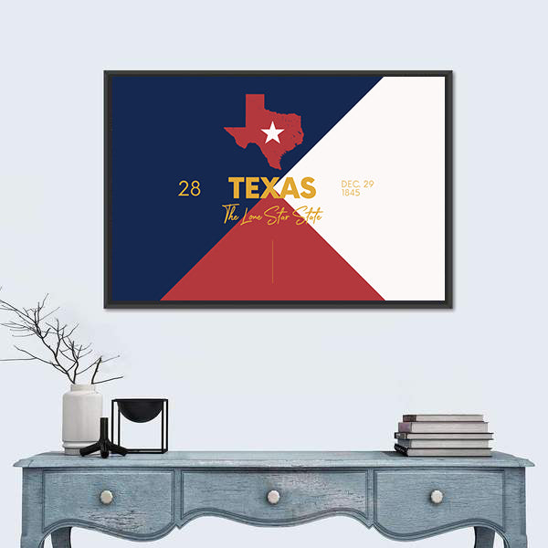 Texas Map with Lone Star Canvas Wall Art