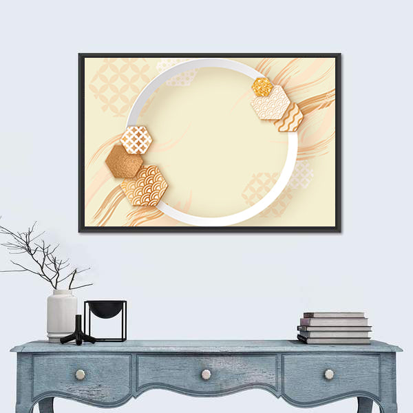 Zen Gold Circle with Pattern Canvas Wall Art