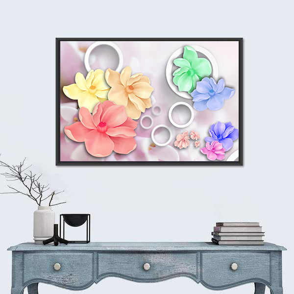 Layered Pastel Floral Ornament Canvas Wall Art